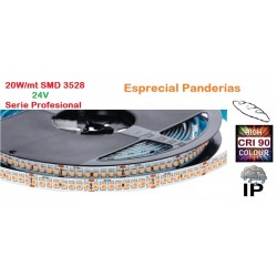 Tira LED 5 mts Flexible 24V 20W/mt 192 Led SMD 3528/mt IP65 Especial Panadería, Serie Profesional IRC >90
